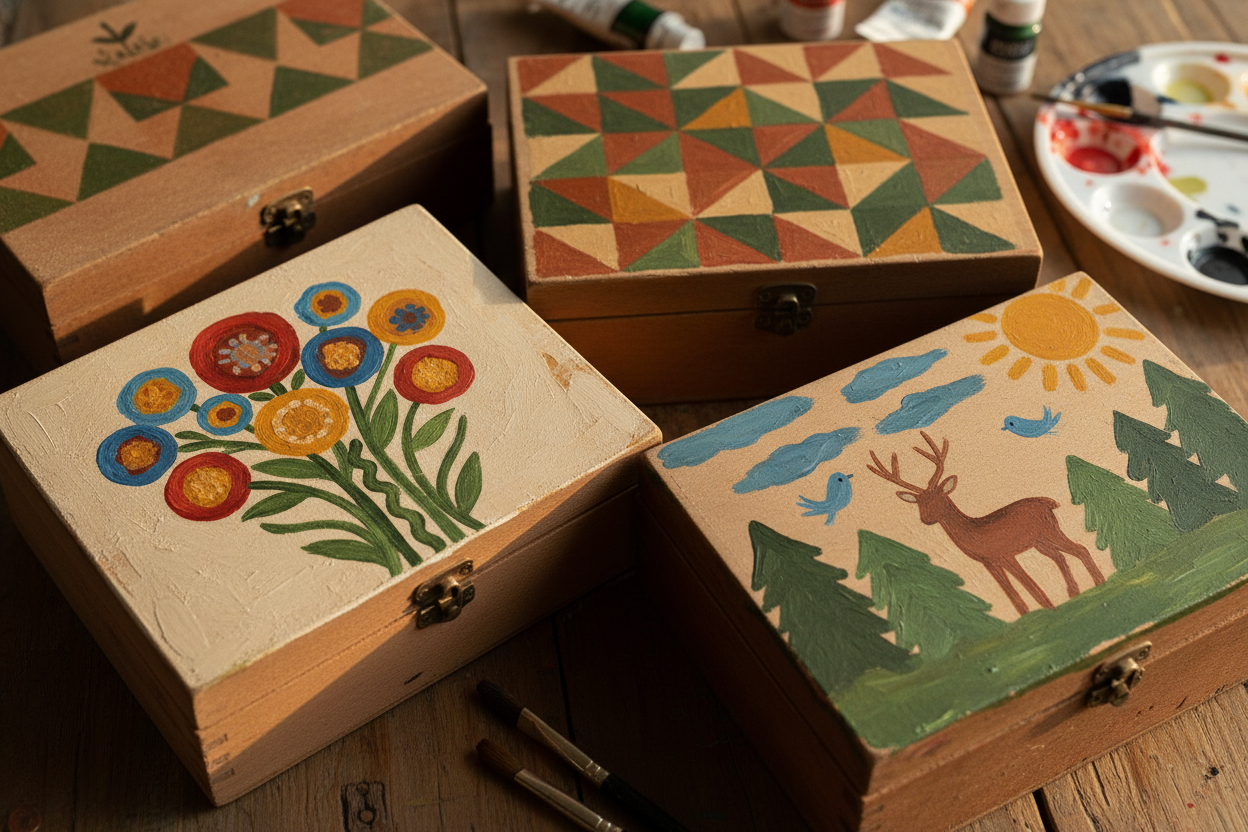 Easy paintings on cigar boxes