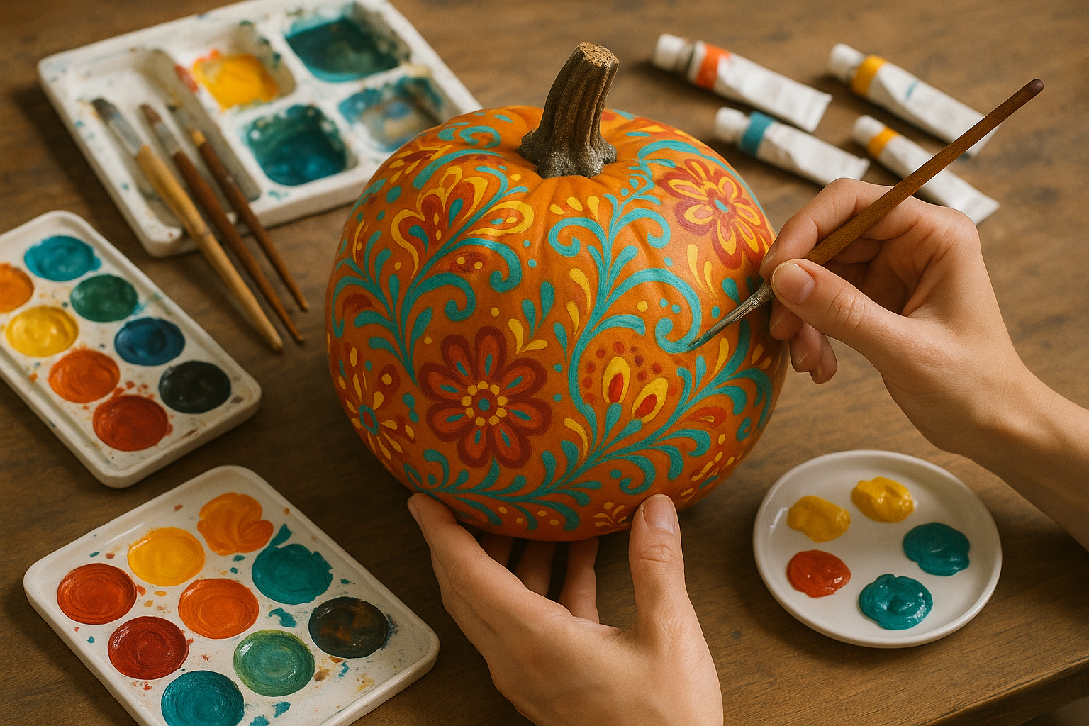 Painting on a pumpkin