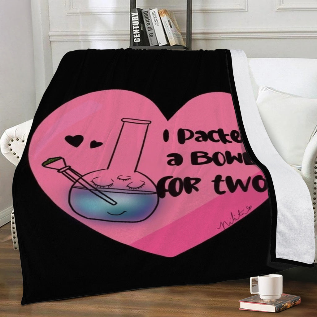 “Bowl for Two” Dual-sided Stitched Fleece Blanket